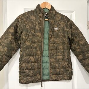 REI Kids Olive Camo Insulated Jacket with Sage Lining